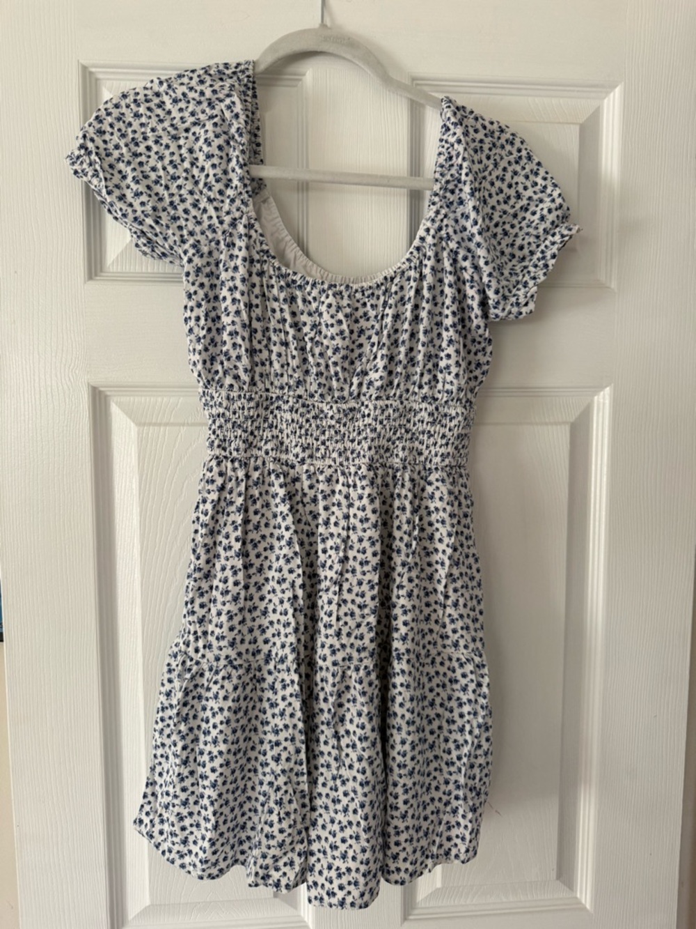 Hollister White Mini Dress / skirt with Navy Floral Print